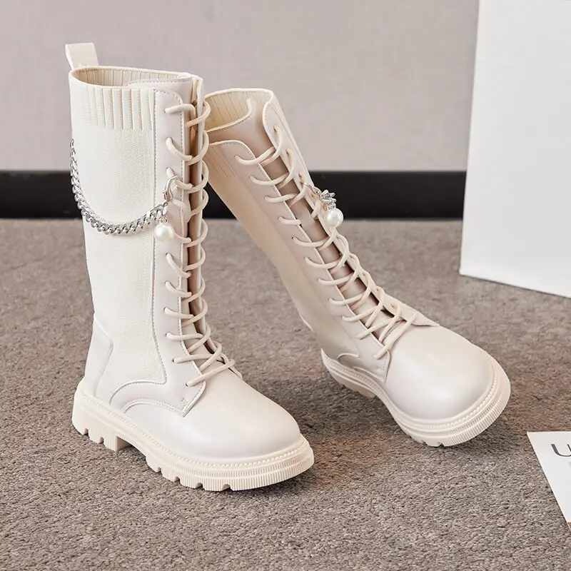 New girls trendy leather long boots 2021 autumn new children's high boots soft sole chain socks boots ankle, Black
New girls trendy leather long boots 2021 autumn new children's high boots soft sole chain socks boots ankle, Black