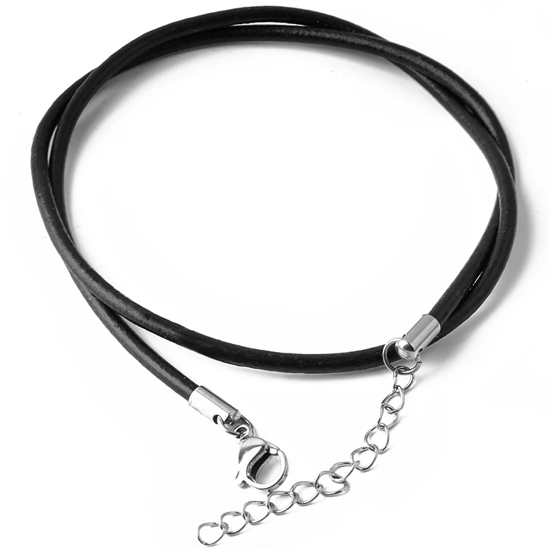 

Black Leather Adjustable Braided Rope Necklaces Wax Cord Snake Necklace Beading Cord Rope Wire Extender Chain Lobster Clasp
