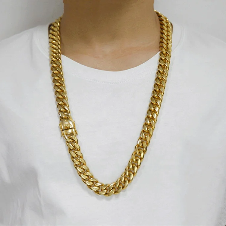 Wholesale custom 14K18K gold-plated Miami stainless steel Cuban chain chain necklace set men's jewelry Cuban chain, Silver gold
Wholesale custom 14K18K gold-plated Miami stainless steel Cuban chain chain necklace set men's jewelry Cuban chain, Silver gold