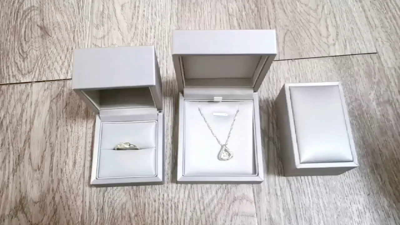 gold blue grey ring necklace earring bracelet set jewelry boxes