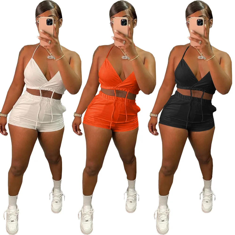 YD - DN8624 Street Fashion summer halter tube top shorts sexy solid color gym sports set women fitness two pieces set
YD - DN8624 Street Fashion summer halter tube top shorts sexy solid color gym sports set women fitness two pieces set