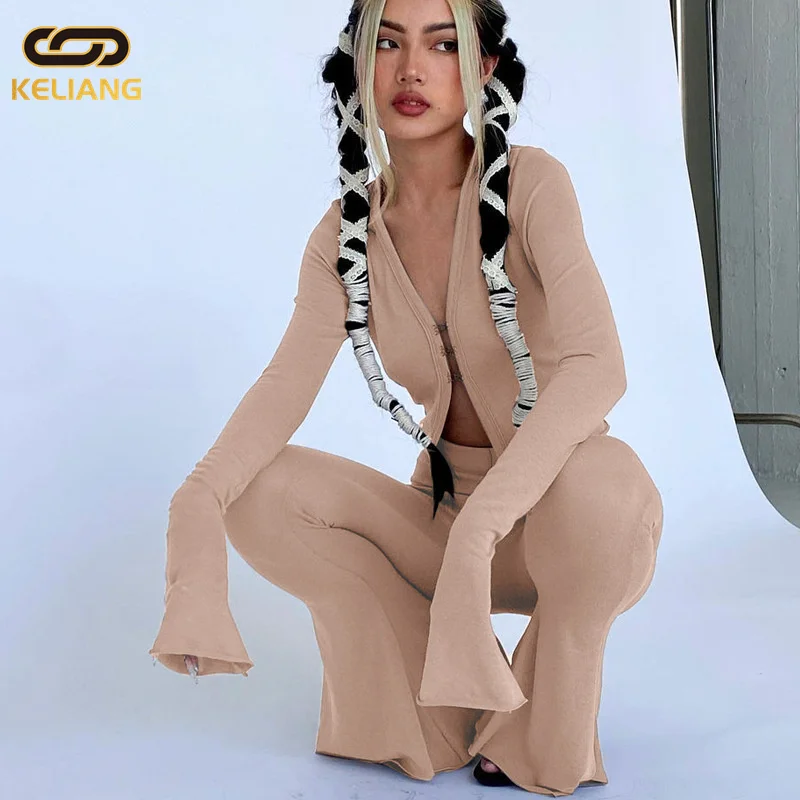 Top Quality 2021 new design hot gril winter bell bottoms V-neck sexy clothes for women crop top 2 piece set
Top Quality 2021 new design hot gril winter bell bottoms V-neck sexy clothes for women crop top 2 piece set
