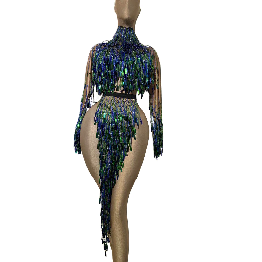 Sexy Sequins Tassel Latin Dance Outfit Sets Top + High Slit Skirts Women Nightclub Stretch Pole Dance Performance Stage Costume
Sexy Sequins Tassel Latin Dance Outfit Sets Top + High Slit Skirts Women Nightclub Stretch Pole Dance Performance Stage Costume