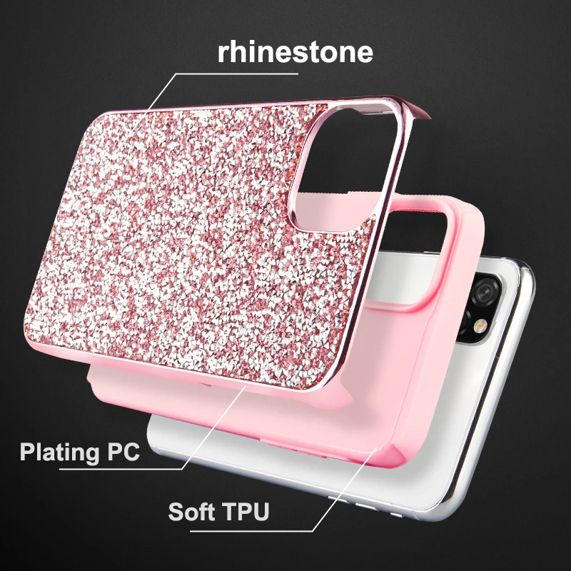BOORUI Luxury TPU Daimond Case For Iphone 12 Pro 11 10 Shining Rhinestone Cover For Samsung S20 Plus Note S20 Ultra case for LG, 6 colors 
BOORUI Luxury TPU Daimond Case For Iphone 12 Pro 11 10 Shining Rhinestone Cover For Samsung S20 Plus Note S20 Ultra case for LG, 6 colors