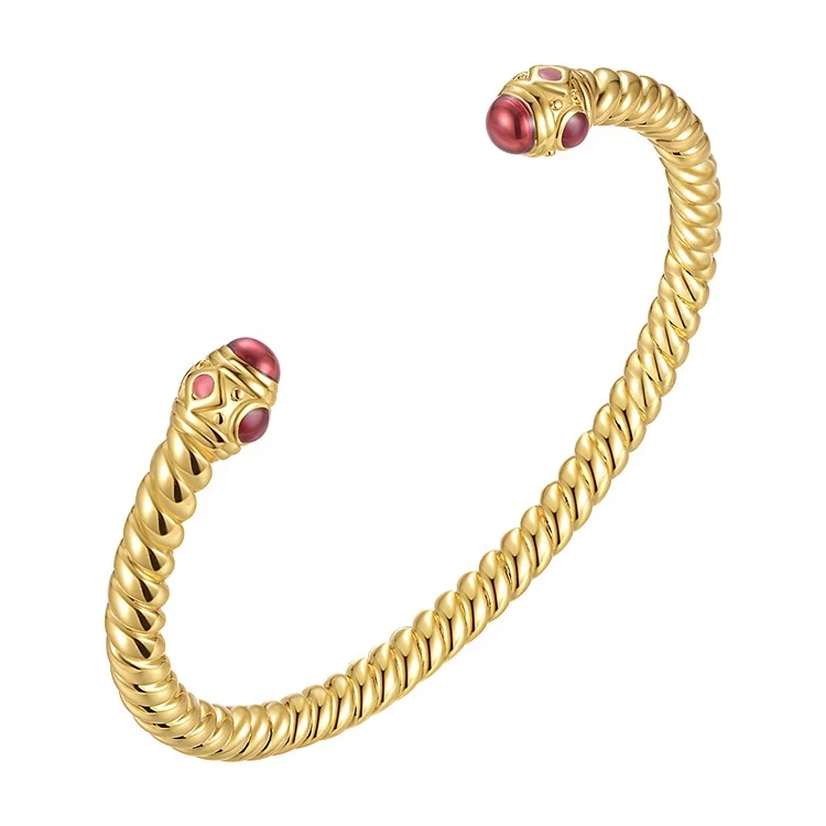18K Gold Plated Brass Jewelry Twist Shape Red Epoxy Open Bangle Hiphop Accessories Bracelets B212268
18K Gold Plated Brass Jewelry Twist Shape Red Epoxy Open Bangle Hiphop Accessories Bracelets B212268