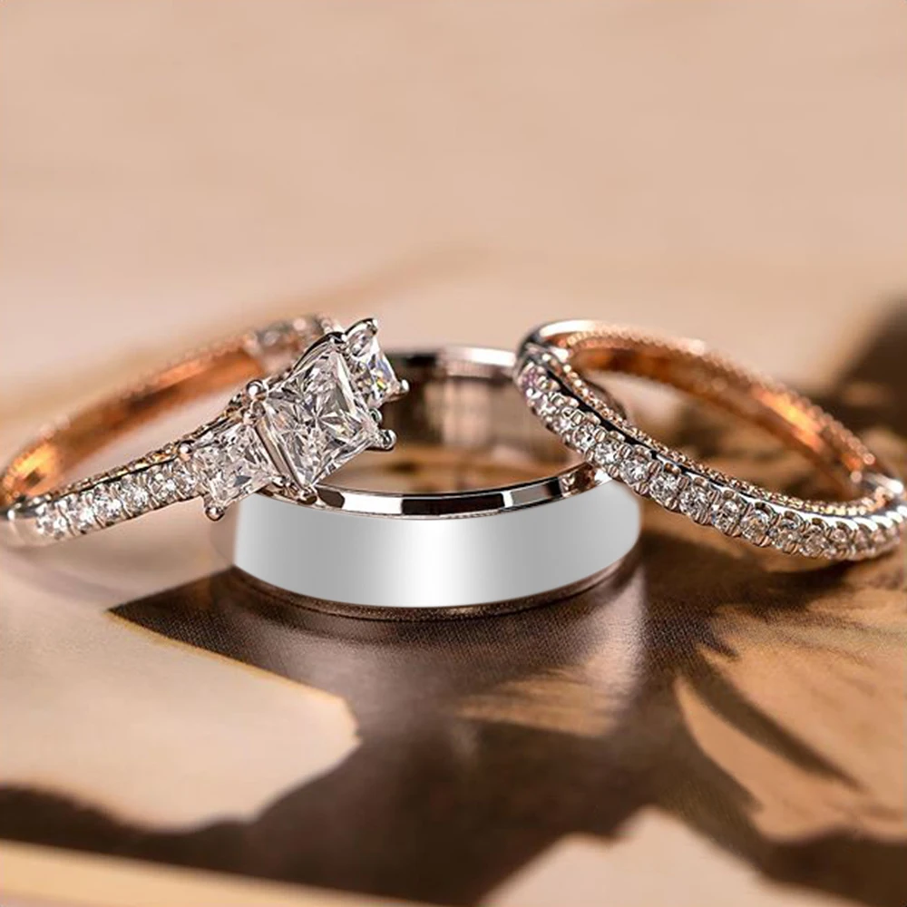 CAOSHI 2pcs/lot Engagement Cubic Zirconia Ring Ladies Jewelry Two Tone Color Wedding Rings Set for Women Men
CAOSHI 2pcs/lot Engagement Cubic Zirconia Ring Ladies Jewelry Two Tone Color Wedding Rings Set for Women Men