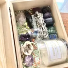Wooden Wholesale Natural Crystal Healing Stone Wooden Box Set Charm 7 Chakra Stones Kit For Meditation Stones