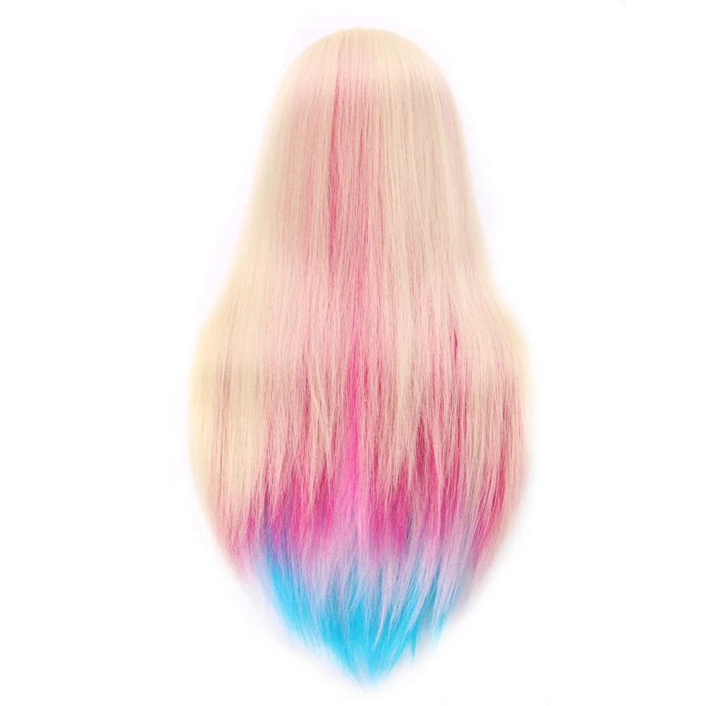 28" 100% high temperature fiber colorful hair training head nice