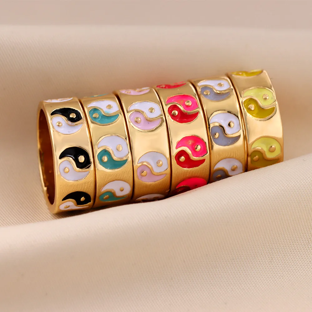 Trendy Simple Design Gold plated Jewellery Multicolor Yin Yang Rings For Women Jewelry, Gold, silver
Trendy Simple Design Gold plated Jewellery Multicolor Yin Yang Rings For Women Jewelry, Gold, silver