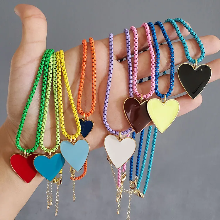 NM1075 2021 Summer Beach Jewelry Gold Plated Enamel Love Heart Pendant Enamel Metal Brass Box Chain Necklace
NM1075 2021 Summer Beach Jewelry Gold Plated Enamel Love Heart Pendant Enamel Metal Brass Box Chain Necklace
