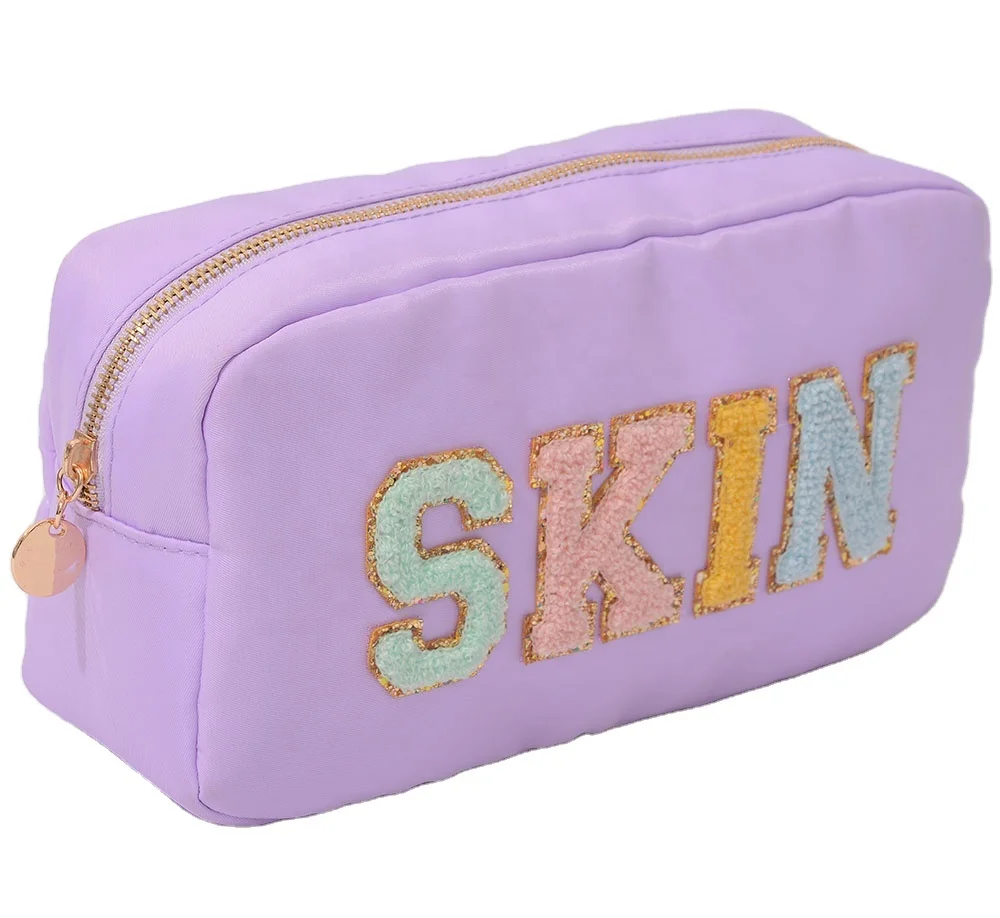 

Low MOQ Factory Wholesale New Products Custom Christmas Gift DIY Cute Toiletry Bag Makeup Bag Custom Nylon Pouch, Baby pink, dark pink, ice blue,lake blue.ect,