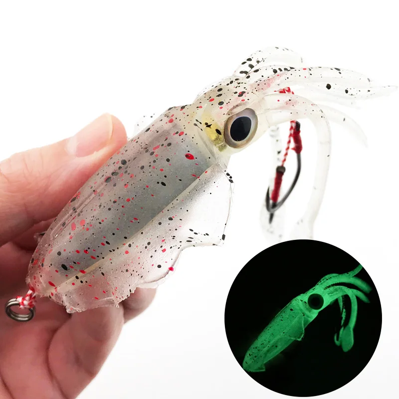 

S031L 60g UV Glow Fishing Soft Lure Octopus Calamar Sea Fishing Wobbler Bait Squid Jigs Fishing Lures Silicone Lure, 6 colors