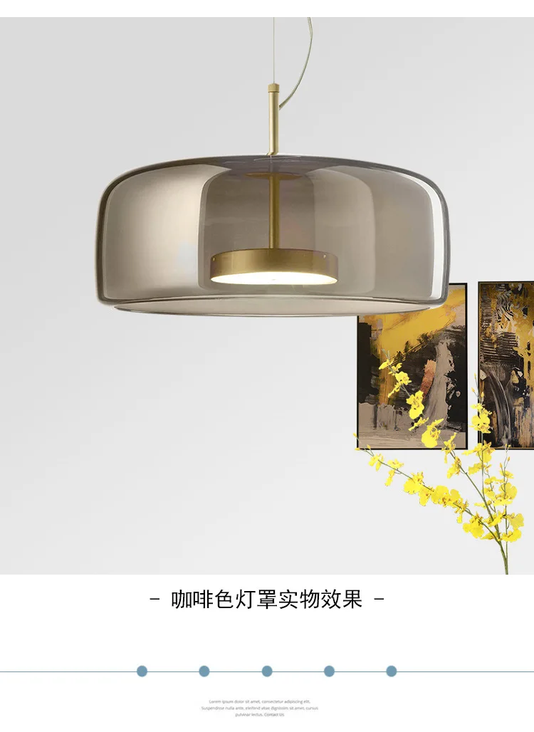 Contemporary Glass Hanging Lamp Metal Glass Pendant Light Artdecolite