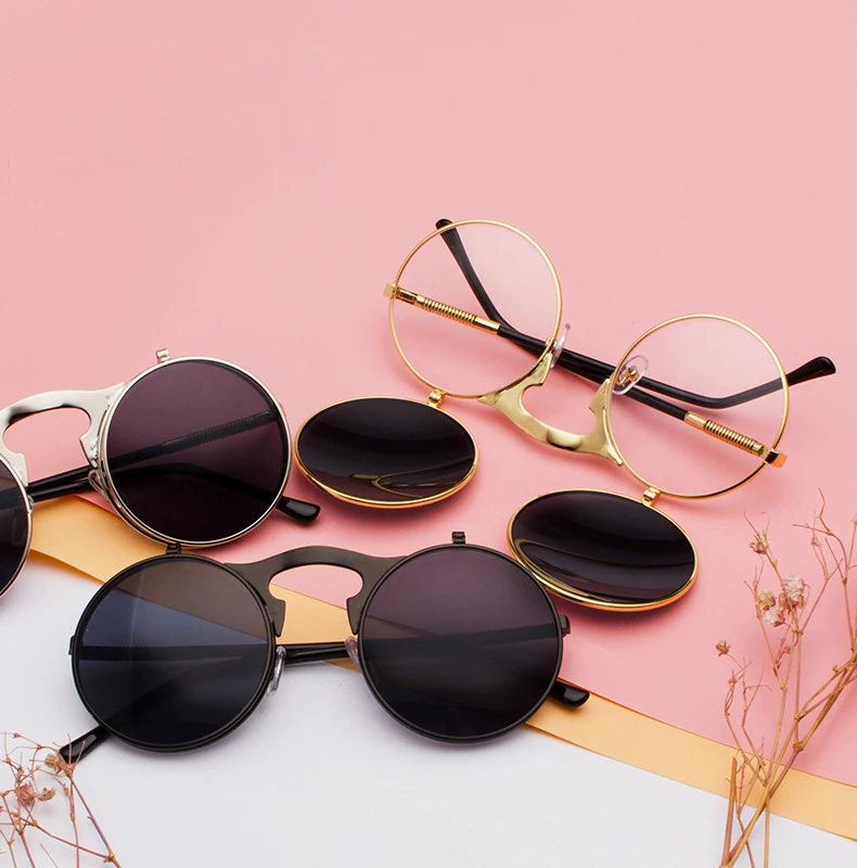 Fashion Vintage Classic Unisex Double Lens Sunglasses Round Metal Frame Steampunk UV400 Sun Glasses Circle Flip Up Sunglasses, 14 colors
Fashion Vintage Classic Unisex Double Lens Sunglasses Round Metal Frame Steampunk UV400 Sun Glasses Circle Flip Up Sunglasses, 14 colors