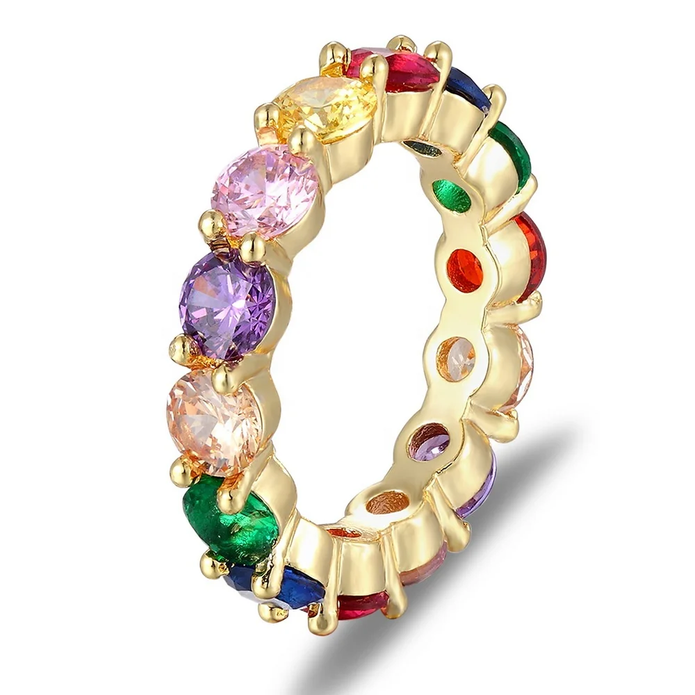 Top Quality Real Gold Plated Metal Copper Zircon Shining Jewelry Rainbow Eternity Ring for Princess Girl Party
Top Quality Real Gold Plated Metal Copper Zircon Shining Jewelry Rainbow Eternity Ring for Princess Girl Party