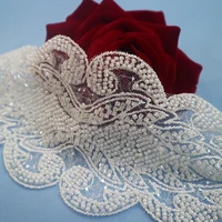Luxury Embroidery Crystal Beaded Lace Trim, High Quality Beads Lace Trim Applique For Wedding Dress
Luxury Embroidery Crystal Beaded Lace Trim, High Quality Beads Lace Trim Applique For Wedding Dress