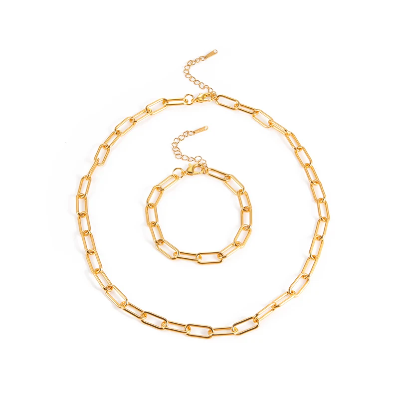 18k Gold Plated Paperclip Necklace And Bracelet Sets Gold Link Chain Necklace Big Chunky Necklace Jewelry Sets Women Bracelet
18k Gold Plated Paperclip Necklace And Bracelet Sets Gold Link Chain Necklace Big Chunky Necklace Jewelry Sets Women Bracelet