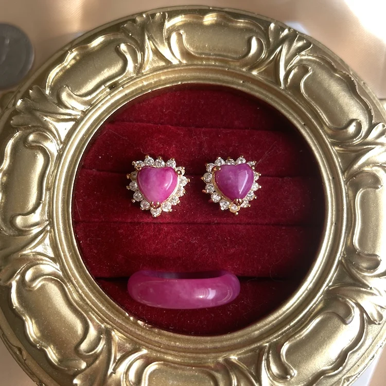 Charm Women's Accessories Jade Jewelry Sets Original Gold Plated Pink CZ Diamond Heart Shape Jade Earrings Necklace Penda charms, Picture shows
Charm Women's Accessories Jade Jewelry Sets Original Gold Plated Pink CZ Diamond Heart Shape Jade Earrings Necklace Penda charms, Picture shows