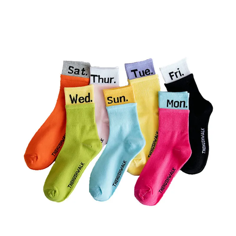 MY-129 Monday To Friday Letters Summe Candy Socks For Girl Thin Cotton Socks, Custom color
MY-129 Monday To Friday Letters Summe Candy Socks For Girl Thin Cotton Socks, Custom color