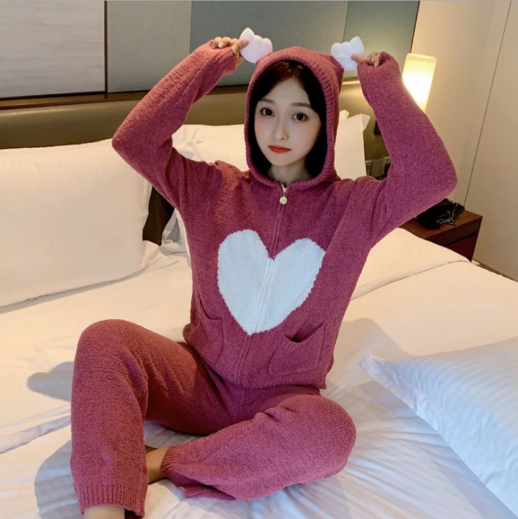 wholesale hooded two piece set sleepwear Pajamas women angel wings jacquard wool knit cardigan pant suit nightclothes
wholesale hooded two piece set sleepwear Pajamas women angel wings jacquard wool knit cardigan pant suit nightclothes