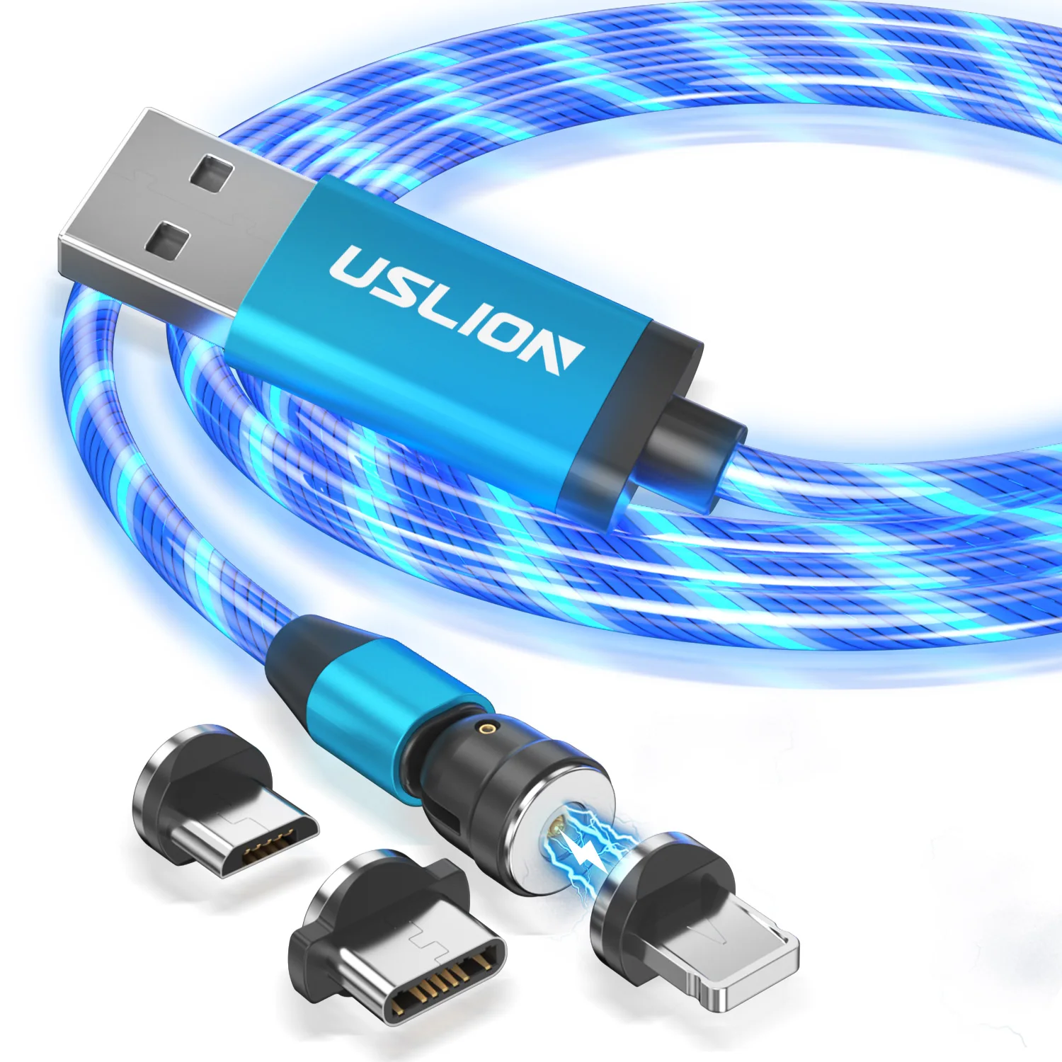 USLION 2020 New Arrivals 3 in 1 LED Flowing Light Cable 540 Magnetic Charging Cable for iphone type c micro usb, Blue green red silver
USLION 2020 New Arrivals 3 in 1 LED Flowing Light Cable 540 Magnetic Charging Cable for iphone type c micro usb, Blue green red silver