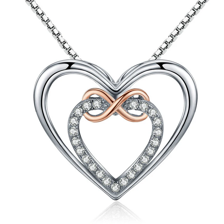 Special Design Elegant 925 Sterling Silver Infinity Love Double Heart Pendant Fashion Necklace
Special Design Elegant 925 Sterling Silver Infinity Love Double Heart Pendant Fashion Necklace