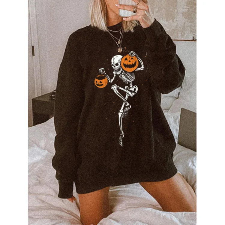 Wholesale Fall 2021 Women Clothes Stylish Halloween Skull Pumpkin Print Sweat Wicking Loose Sweaters & Lightweight Sweatshirts
Wholesale Fall 2021 Women Clothes Stylish Halloween Skull Pumpkin Print Sweat Wicking Loose Sweaters & Lightweight Sweatshirts