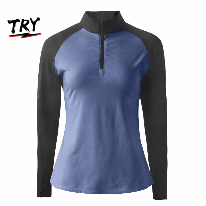 TRY wholesale womens zipper pullover yoga gym dryfit long sleeve jersey shirts for spring autumn, Customized colors
TRY wholesale womens zipper pullover yoga gym dryfit long sleeve jersey shirts for spring autumn, Customized colors
