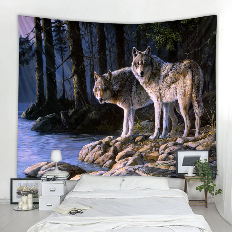 

Fantasy Animals Forest Moonlight Tapestry for Boys Bedroom Forest Tapestry Custom Tapestry Wall Hanging, Customized color