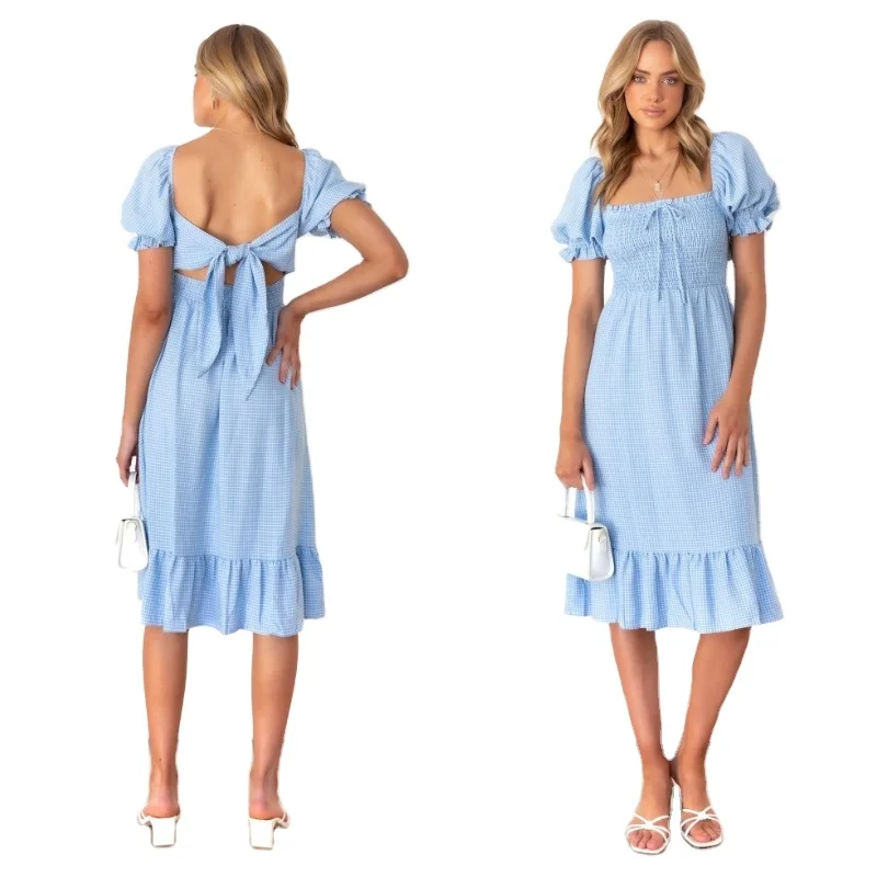 Bulk Ladies Simple Square Collar Bow Tie Long Summer Dress For Women With Bow Summer Dresses New Fashion Western Trending Dress
Bulk Ladies Simple Square Collar Bow Tie Long Summer Dress For Women With Bow Summer Dresses New Fashion Western Trending Dress