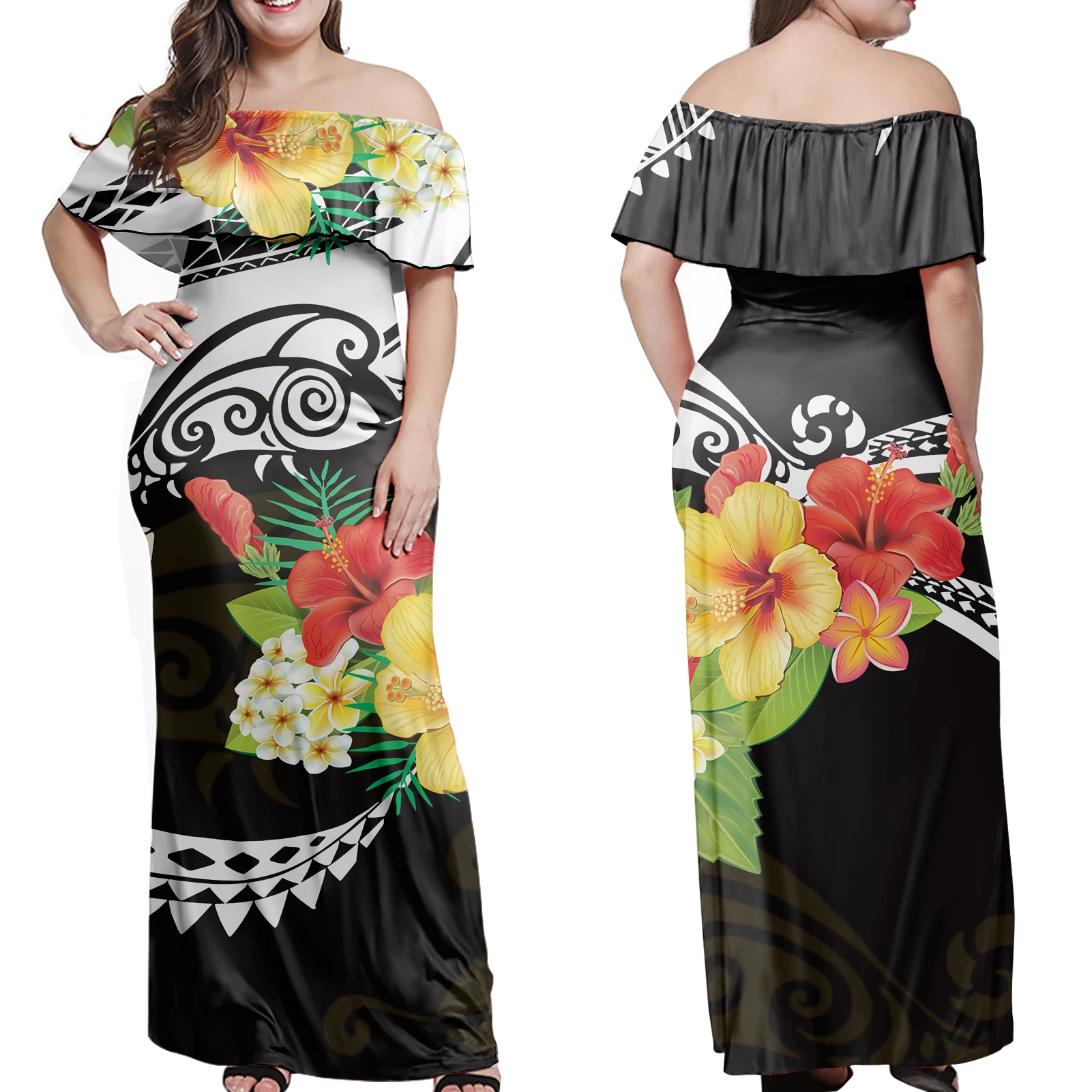 Plus Size Dress Polynesian Floral Print Evening Party Plus Size Dress & Skirts Casual Off The Shoulder Plus Size Women's Dresses, Customized color
Plus Size Dress Polynesian Floral Print Evening Party Plus Size Dress & Skirts Casual Off The Shoulder Plus Size Women's Dresses, Customized color
