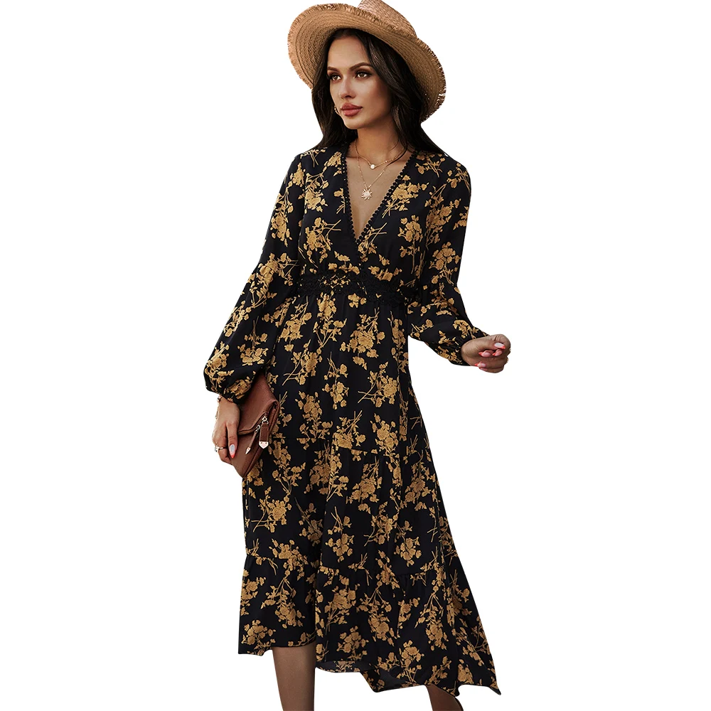Boho design spring clothing elegant women long dress long sleeve floral print casual dresses long sleeves v-neck sexy dress, Customized
Boho design spring clothing elegant women long dress long sleeve floral print casual dresses long sleeves v-neck sexy dress, Customized