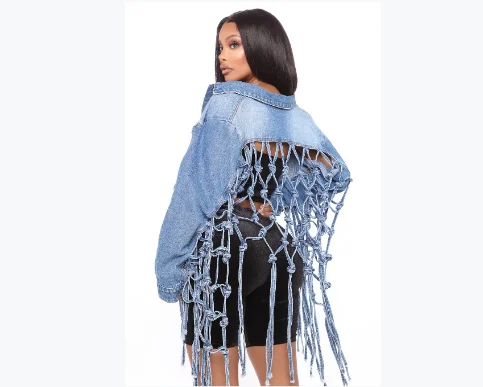 NS041 tassel fall fashion jacket women 2021 hollow out denim coat high quality women fall clothes 2021, Picture color
NS041 tassel fall fashion jacket women 2021 hollow out denim coat high quality women fall clothes 2021, Picture color