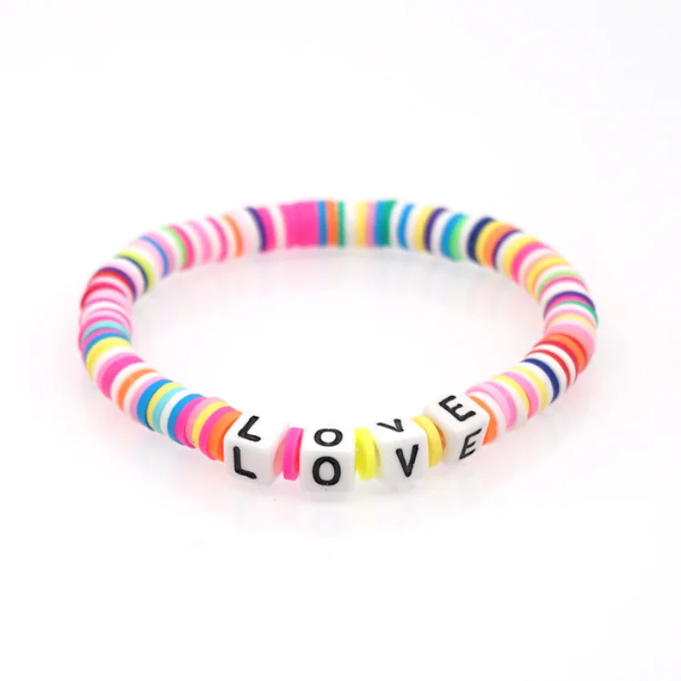 2021 New Trendy Colorful Polymer Clay Bracelet Small Letter Beads Bracelet Low MOQ Wholesale
2021 New Trendy Colorful Polymer Clay Bracelet Small Letter Beads Bracelet Low MOQ Wholesale