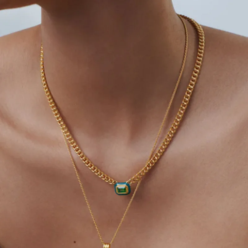 Fashion Jewelry Wholesale Colorful Zirconia Spring Summer Yellow Rectangle Enamel Stainless Steel Pendant Necklace
Fashion Jewelry Wholesale Colorful Zirconia Spring Summer Yellow Rectangle Enamel Stainless Steel Pendant Necklace
