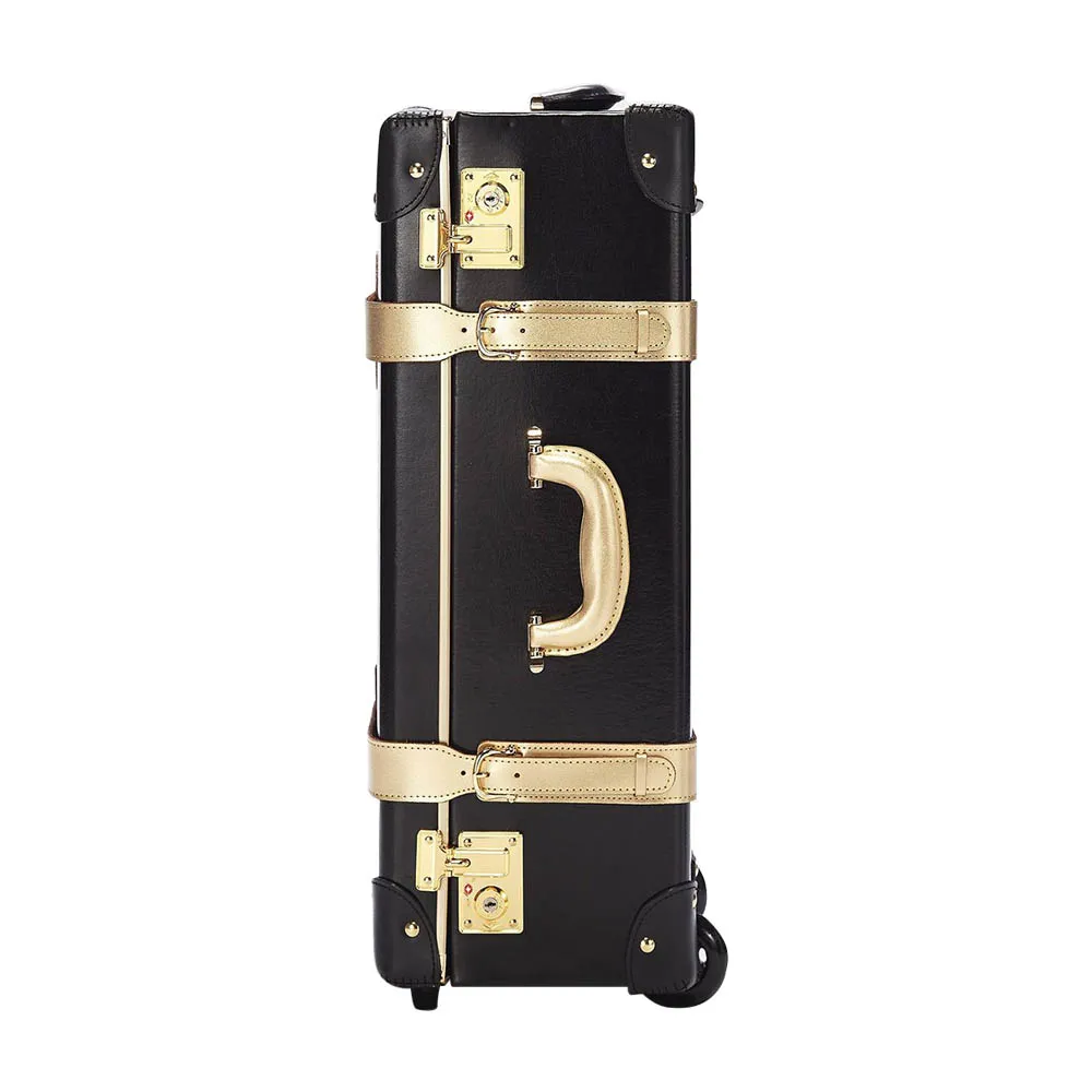 2019 New design trendy vintage portable black leather luggage suitcase set
