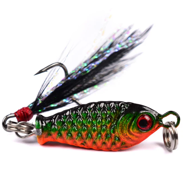 WEIHE 2.5cm 5.2g small matel hard bait fishing vib metal lure with feather, 4 colors
WEIHE 2.5cm 5.2g small matel hard bait fishing vib metal lure with feather, 4 colors