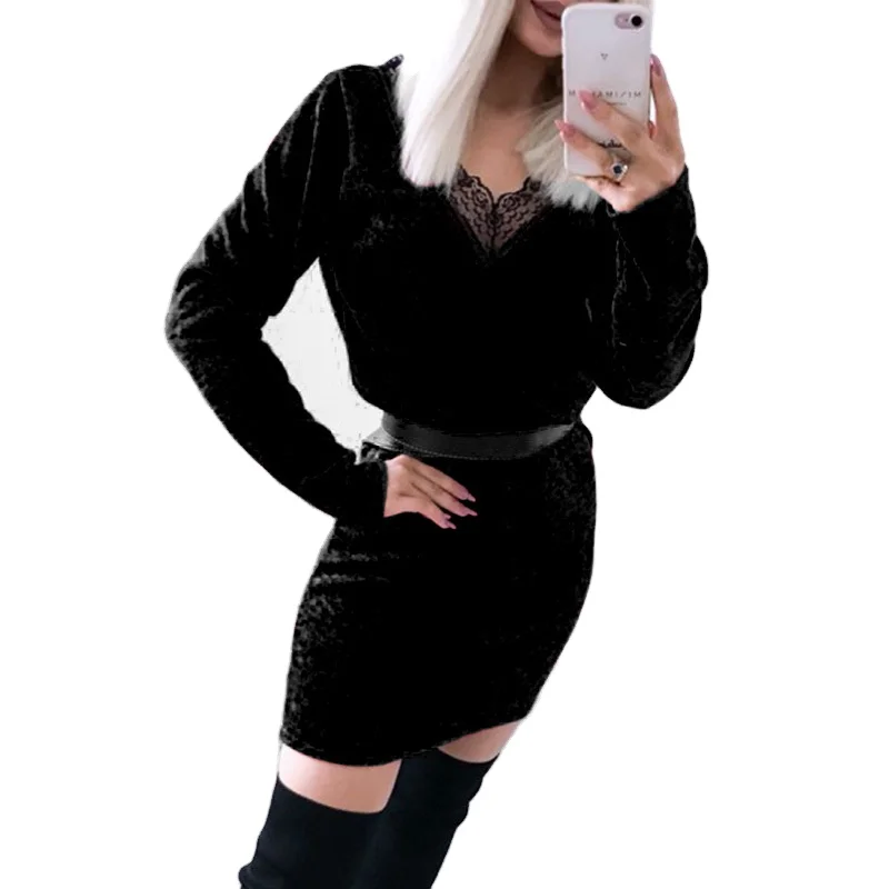 Autumn and winter V-neck lace edge long sleeve dress sexy slim long sleeve casual dress wholesale elegant women's dress
Autumn and winter V-neck lace edge long sleeve dress sexy slim long sleeve casual dress wholesale elegant women's dress