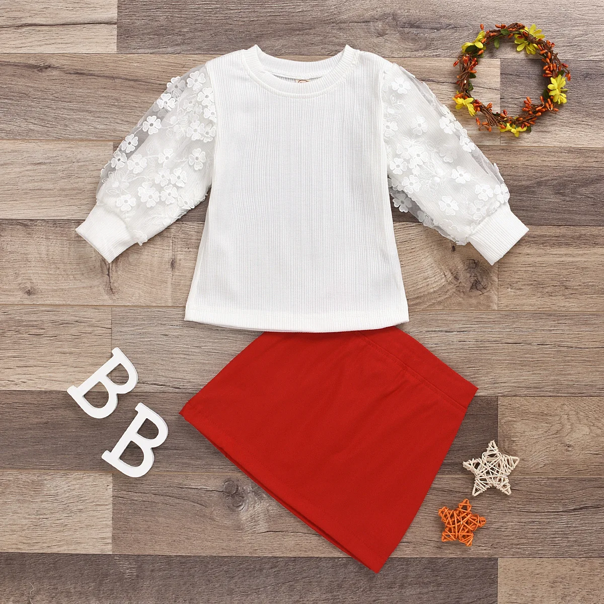 Spring Summer Kids Cotton Solid Color Knit Lace Sleeve Shirts Tops Red Short Skirts 2pcs Set
Spring Summer Kids Cotton Solid Color Knit Lace Sleeve Shirts Tops Red Short Skirts 2pcs Set