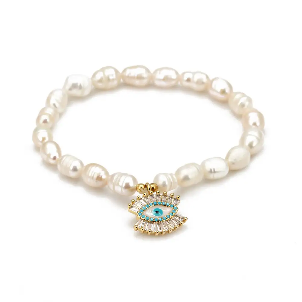 Fashion Baroque Freshwater Pearl Beaded Eyes Charm Bracelet Blue Cubic Zircon Eyes Hand Pendant Bracelet Bangle
Fashion Baroque Freshwater Pearl Beaded Eyes Charm Bracelet Blue Cubic Zircon Eyes Hand Pendant Bracelet Bangle