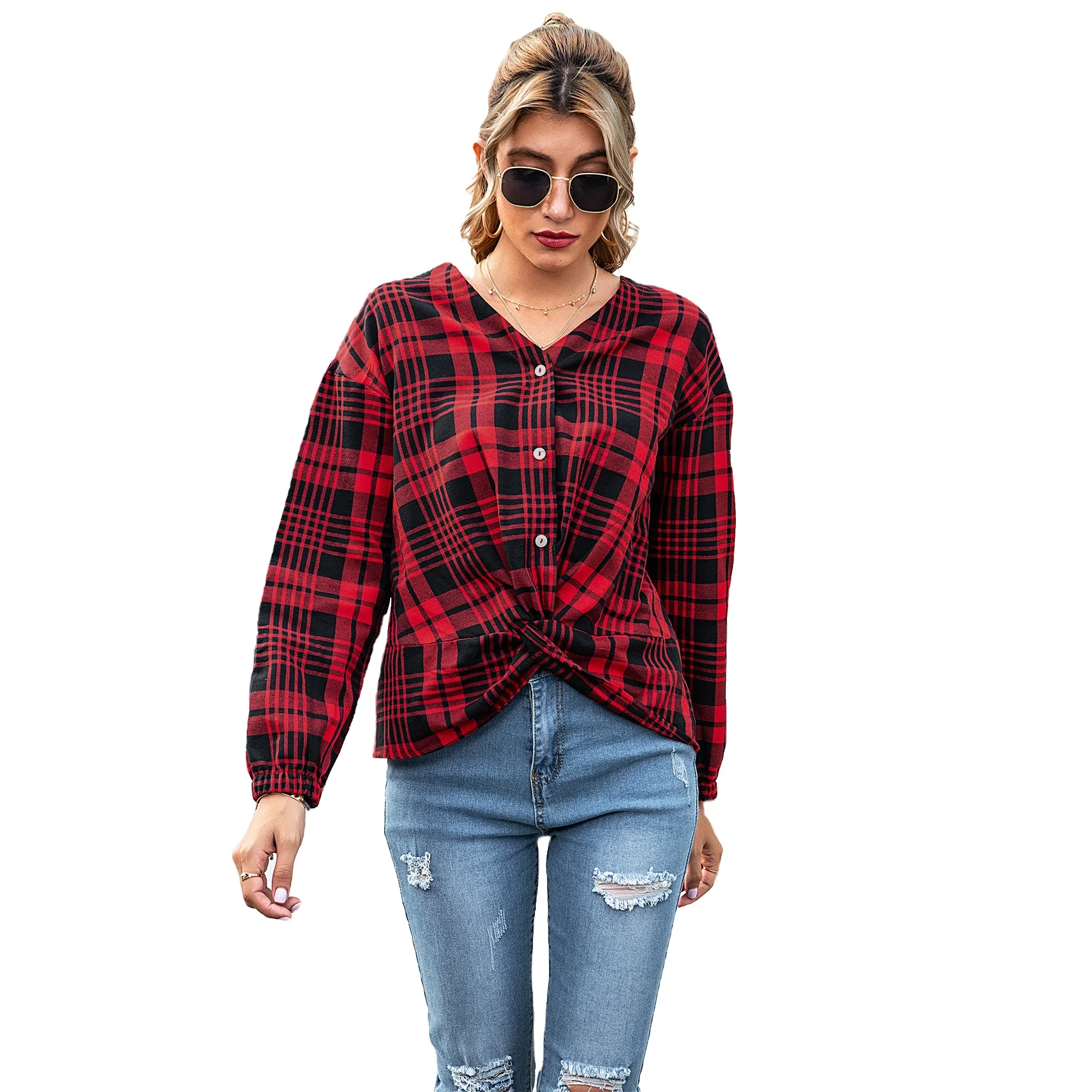Popular Fashion Women Tops Long Sleeves Cotton Fabric Print Color Autumn Wear Plaid Shirt, 3 clors
Popular Fashion Women Tops Long Sleeves Cotton Fabric Print Color Autumn Wear Plaid Shirt, 3 clors