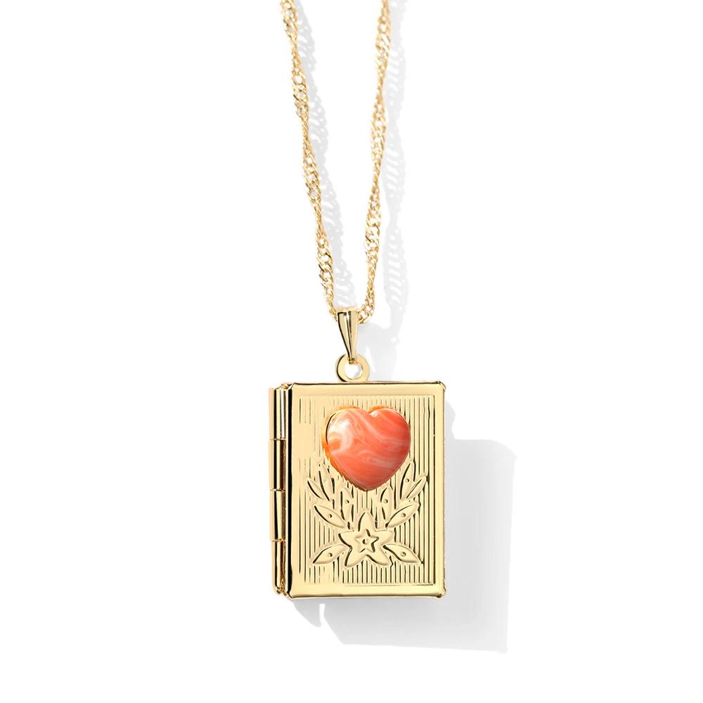 2020 Wholesale New Fashion Custom Pendant Female Square Shape Photo Book Jewelry Turquoise Moire Stone Heart Necklace
2020 Wholesale New Fashion Custom Pendant Female Square Shape Photo Book Jewelry Turquoise Moire Stone Heart Necklace