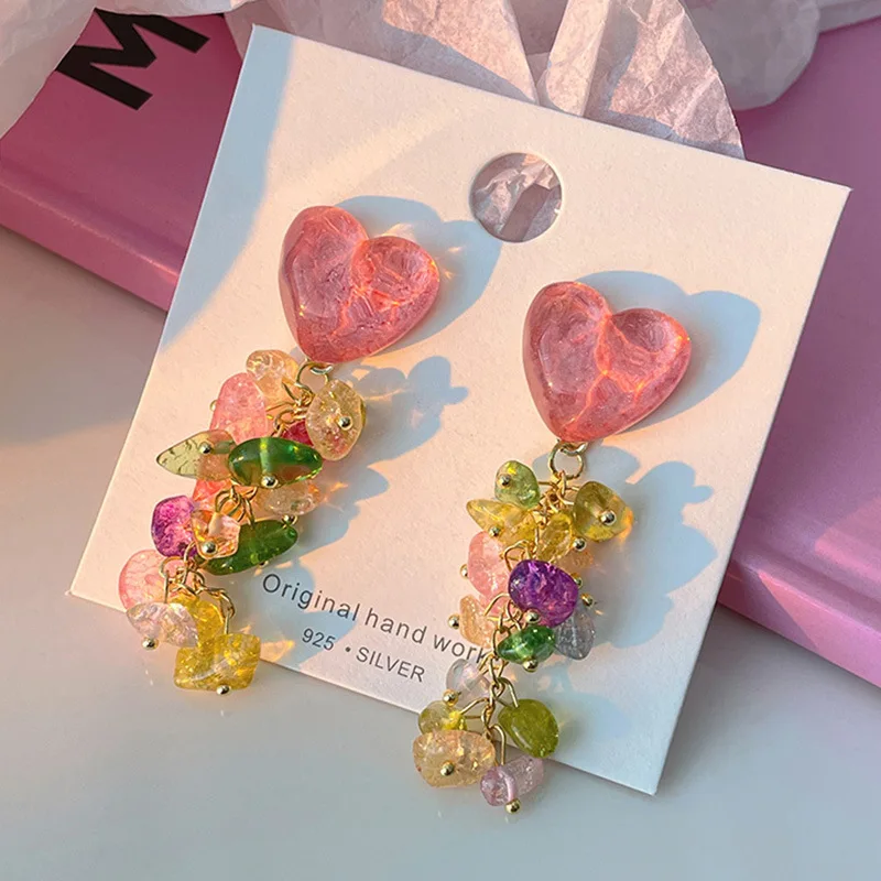 Women Jewelry Long Drop Stud Earrings S925 Needle Colorful Acrylic Heart Shaped Stud Earrings for Women Ladies
Women Jewelry Long Drop Stud Earrings S925 Needle Colorful Acrylic Heart Shaped Stud Earrings for Women Ladies