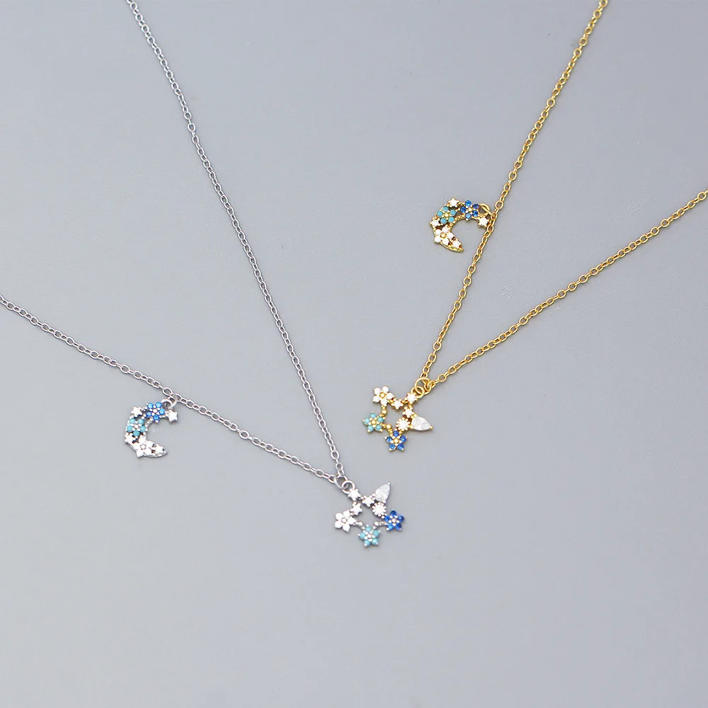 New Arrival s925 Sterling Silver Necklace Fine Jewelry Colorful Zircon Stone Silver Necklace Star Moon Necklace For women
New Arrival s925 Sterling Silver Necklace Fine Jewelry Colorful Zircon Stone Silver Necklace Star Moon Necklace For women