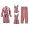 Super comfortable pleuche long night silk gowns ladies, short slip dress of 4 pieces