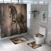 Set of 4 Animal 3D Horse Shower Curtain and Bath Mat Set,Black Horse Decor Waterproof Non-slip Bathroom Curtain and Rug Set
Set of 4 Animal 3D Horse Shower Curtain and Bath Mat Set,Black Horse Decor Waterproof Non-slip Bathroom Curtain and Rug Set