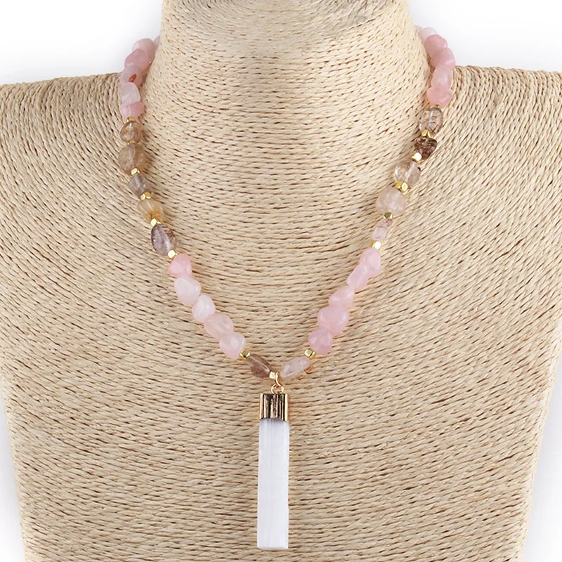 Fashion Jewelry Gift Mix Up Color Natural Stone Gravel Necklace Long Rectangle Stone Pendant Choker Necklace
Fashion Jewelry Gift Mix Up Color Natural Stone Gravel Necklace Long Rectangle Stone Pendant Choker Necklace