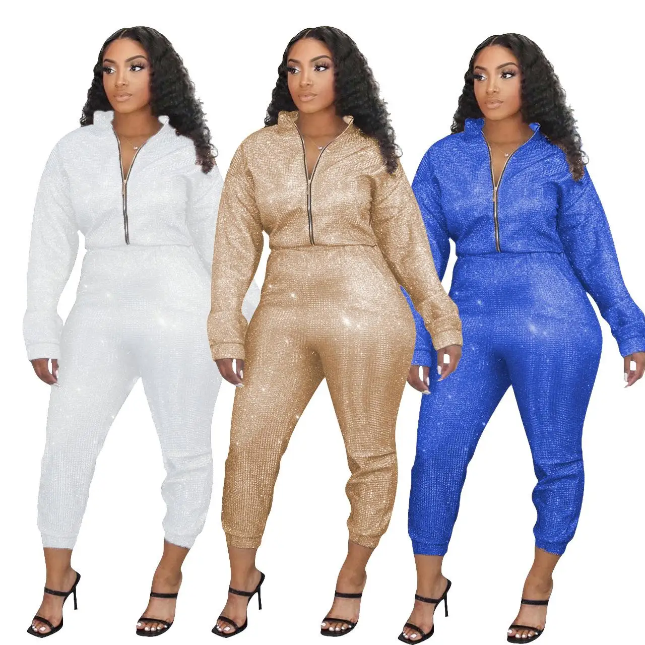 N1627 Sequined Bling Zip Suit two piece suit Tracksuit Pants Set Trendy Pure Color 2021 Outfits women clothes
N1627 Sequined Bling Zip Suit two piece suit Tracksuit Pants Set Trendy Pure Color 2021 Outfits women clothes