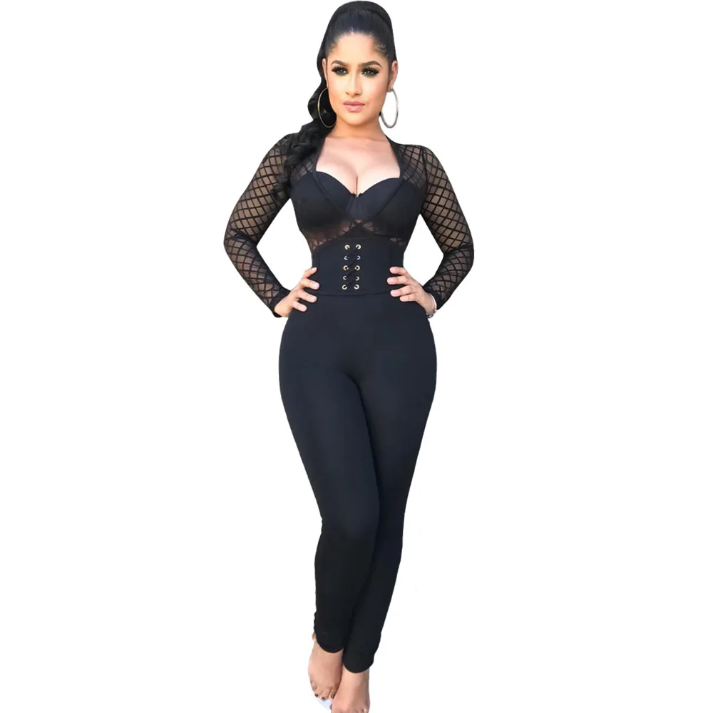 ZC H3C41020 European And American Black Sexy Mesh Stitching Strappy Jumpsuit Deep V Sexy Transparent Full Body Slim Trousers
ZC H3C41020 European And American Black Sexy Mesh Stitching Strappy Jumpsuit Deep V Sexy Transparent Full Body Slim Trousers