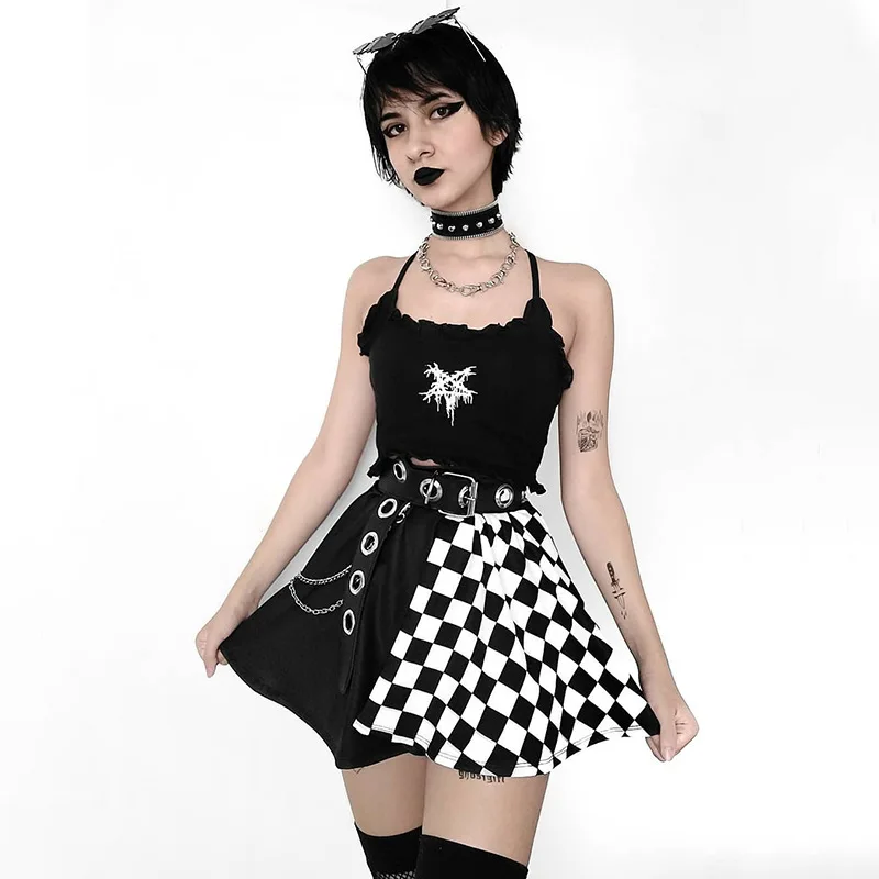 Punk Skirt Gothic Plaid A Line Mini Skirts Harajuku Streetwear Sexy Plaid Patchwork Skirt E Girl Grunge Y2K Club Wear, Picture color
Punk Skirt Gothic Plaid A Line Mini Skirts Harajuku Streetwear Sexy Plaid Patchwork Skirt E Girl Grunge Y2K Club Wear, Picture color